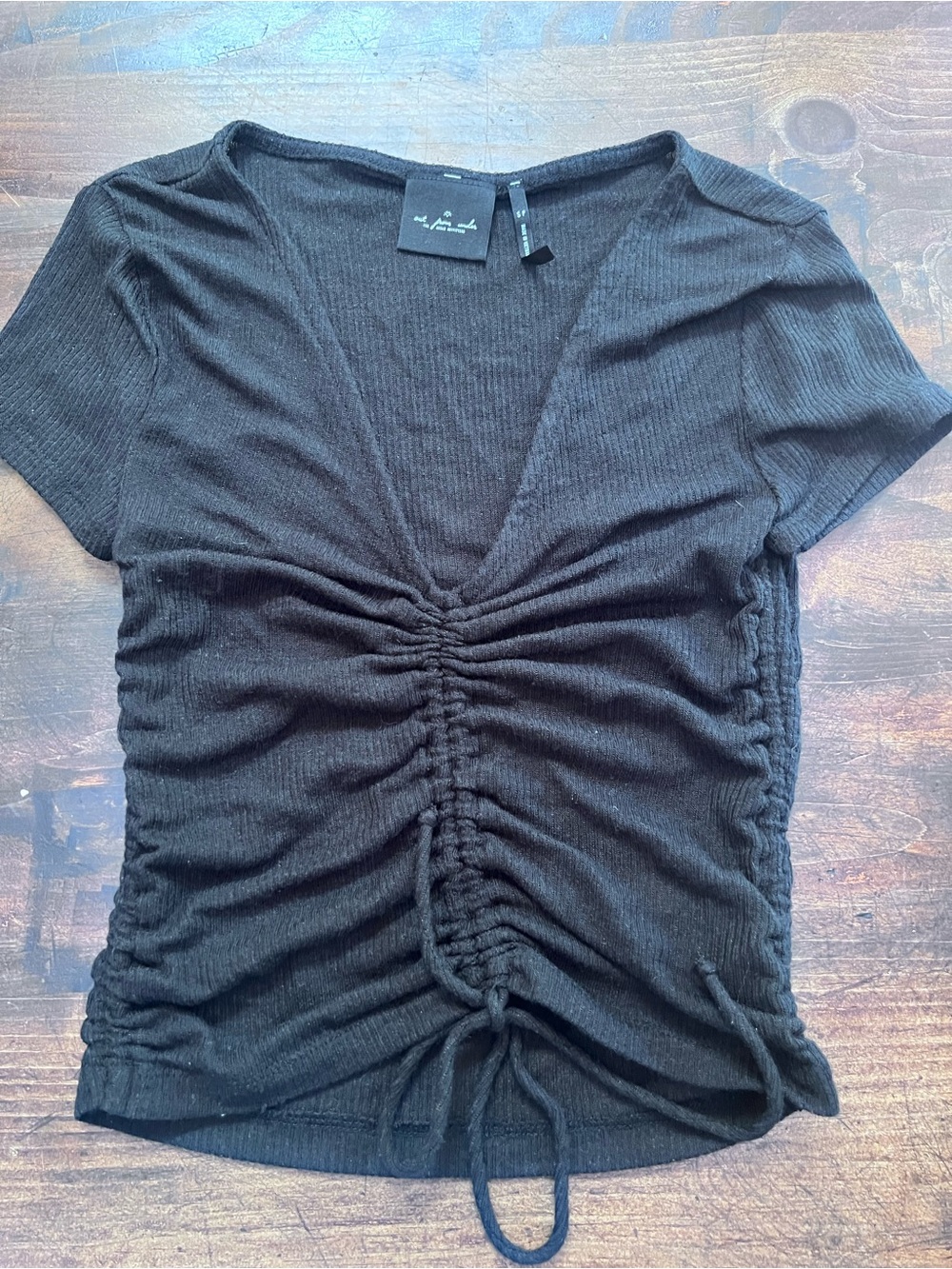 Urban Outfitters Black Ruched V-Neck Top